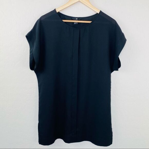 H&M black semi-sheer oversized tunic top size 4 - Picture 1 of 6